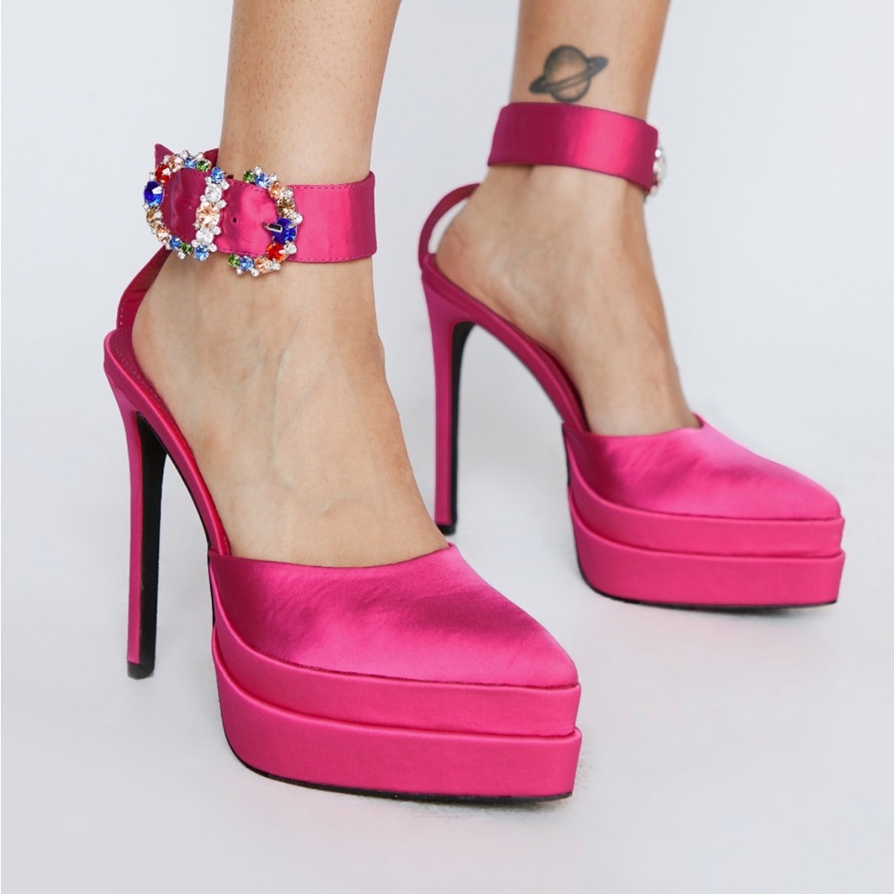 Nasty Gal Hot Pink Chunky Heels